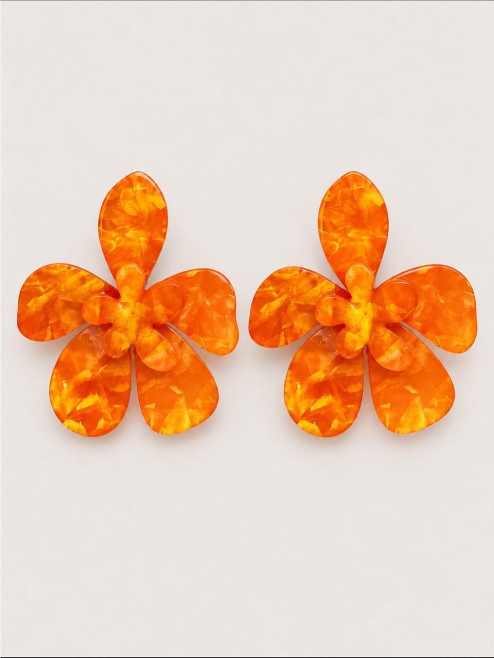 New! Coastal Tropical Orange Flower Statement Earrings NWOT (3029) - Picture 1 of 3